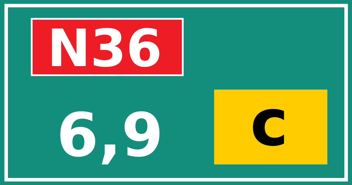 Hectometerbord N36 6,9 letter c