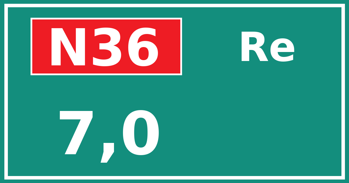 Hectometerbord N36 7,0 zijde Re