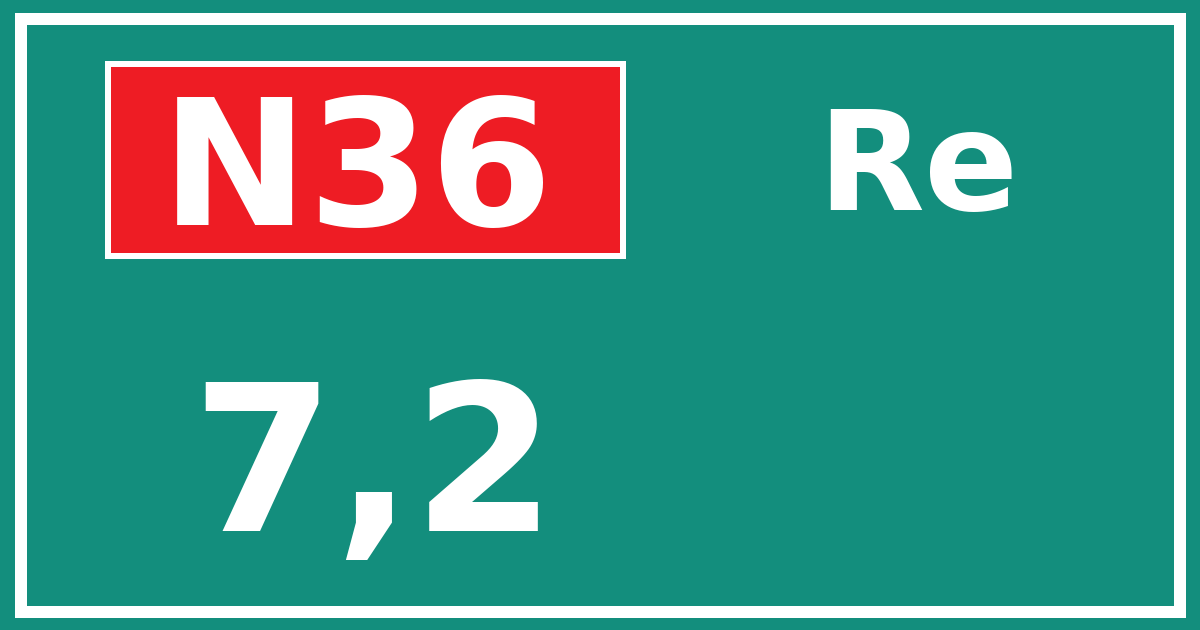 Hectometerbord N36 7,2 zijde Re