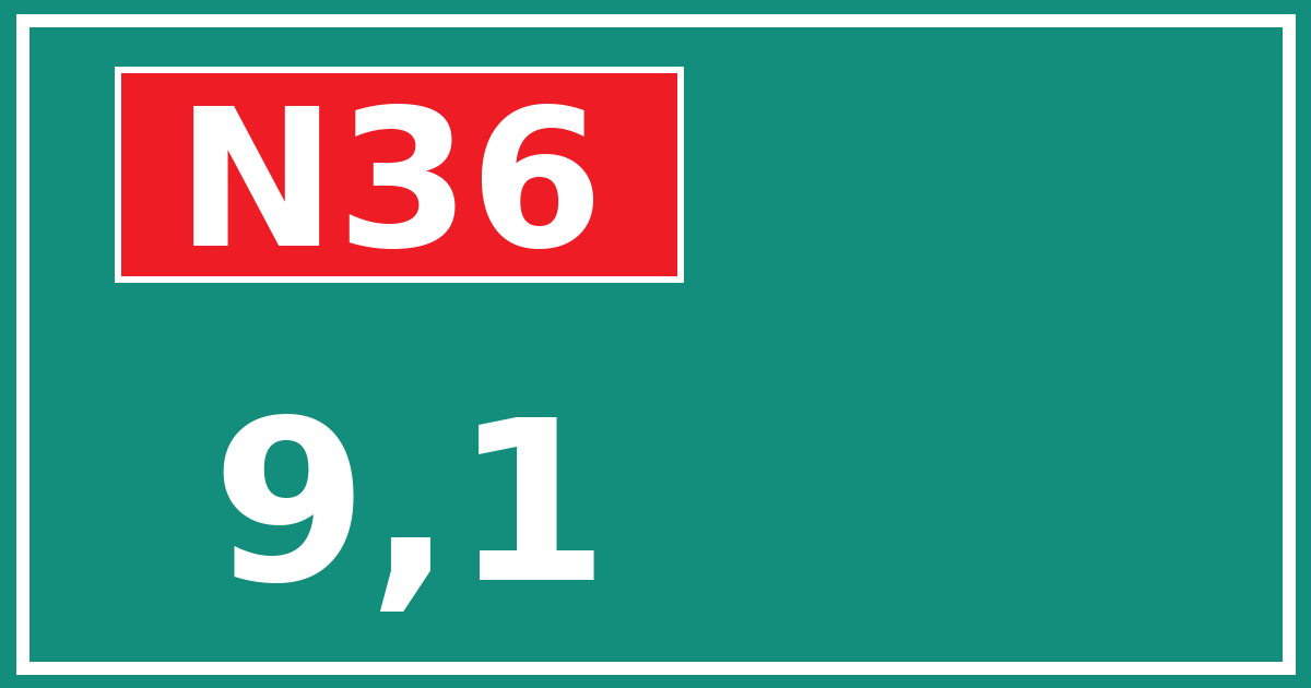 Hectometerbord N36 9,1