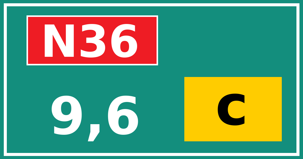 Hectometerbord N36 9,6 letter c