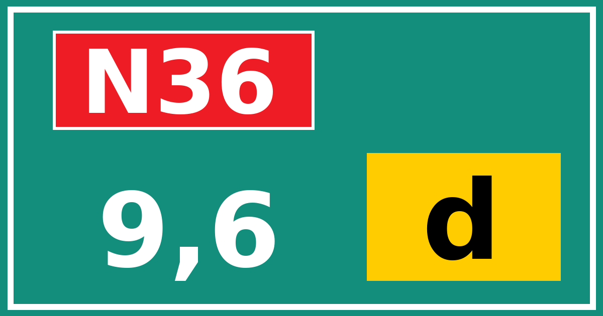 Hectometerbord N36 9,6 letter d
