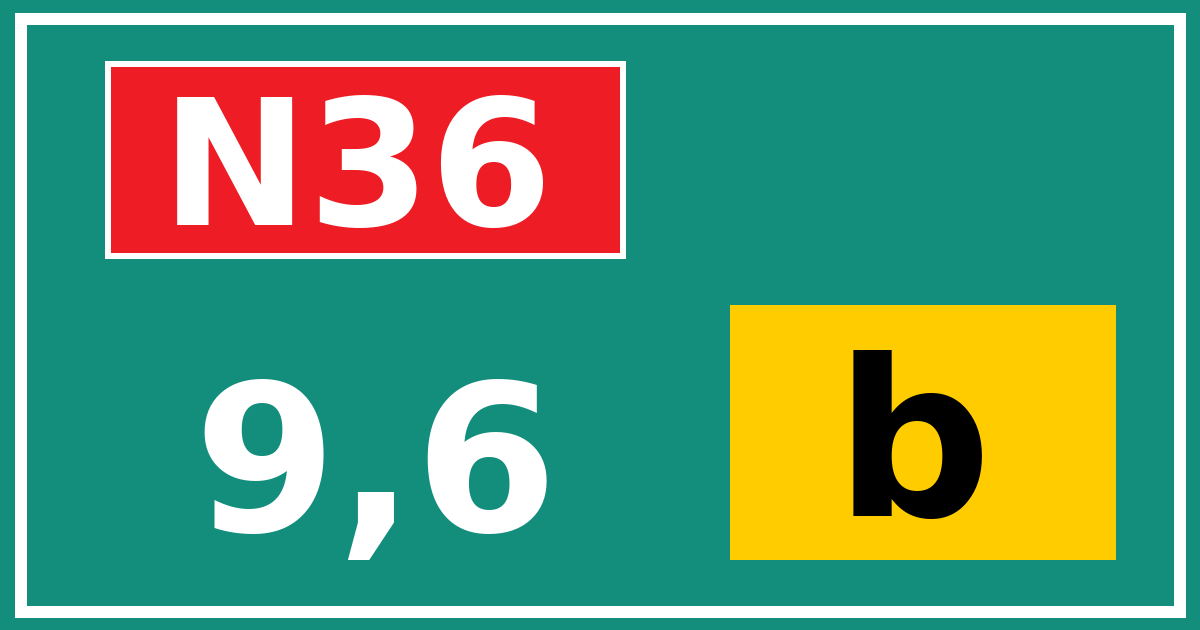 Hectometerbord N36 9,6 letter b