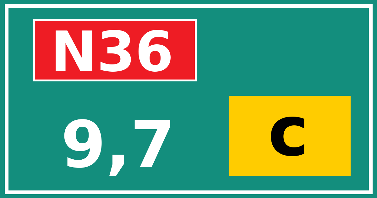 Hectometerbord N36 9,7 letter c