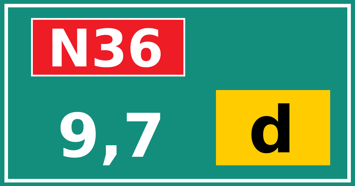 Hectometerbord N36 9,7 letter d