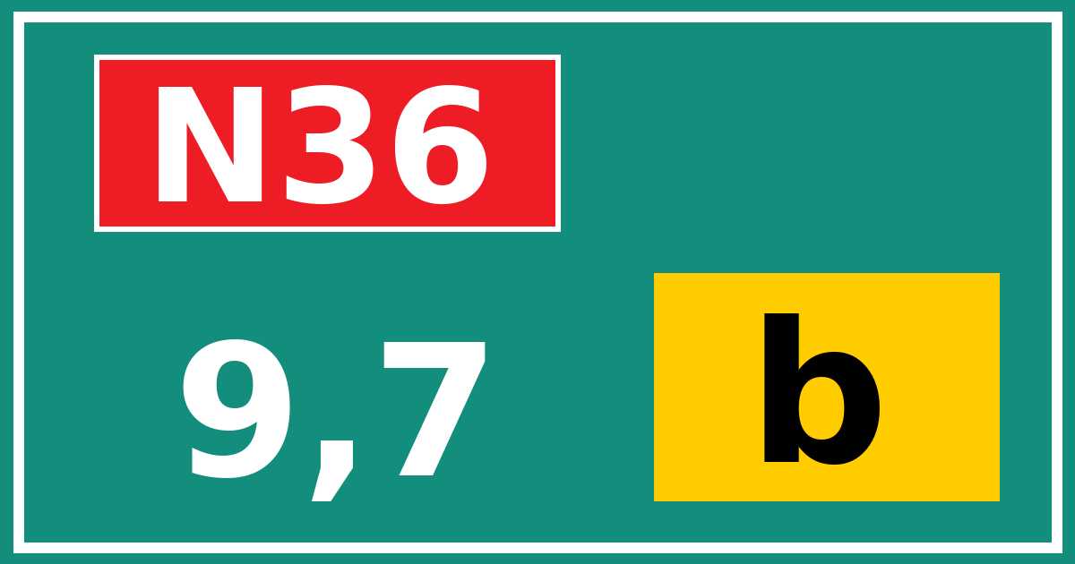 Hectometerbord N36 9,7 letter b
