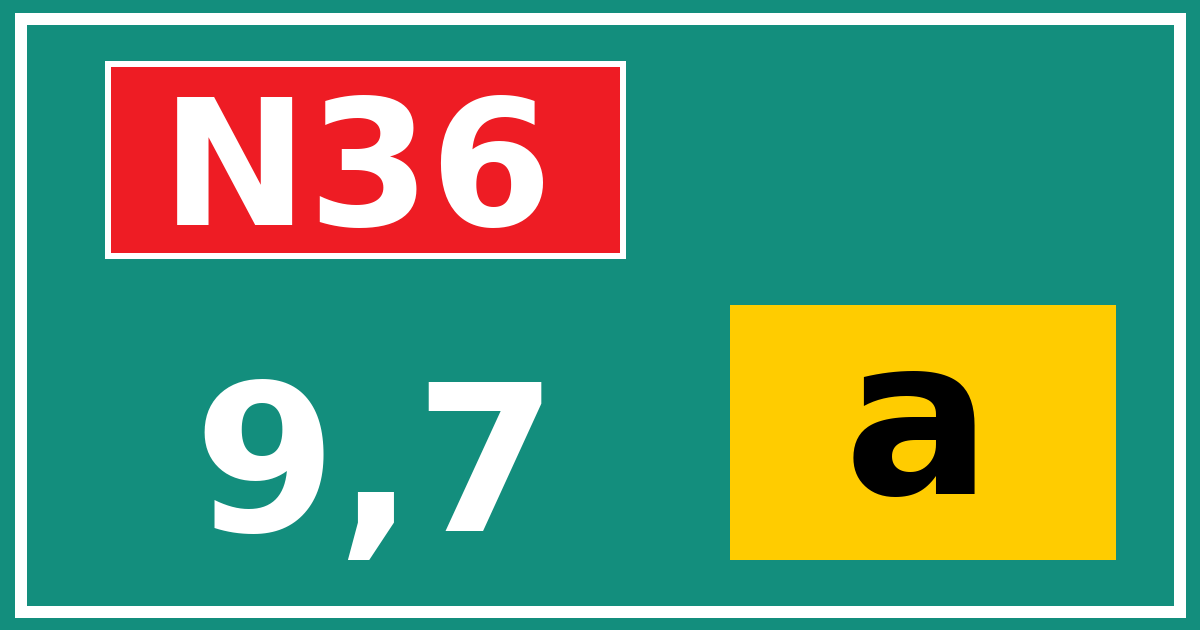 Hectometerbord N36 9,7 letter a