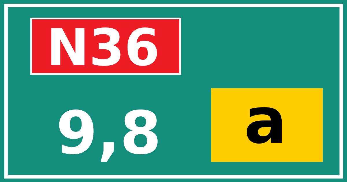 Hectometerbord N36 9,8 letter a