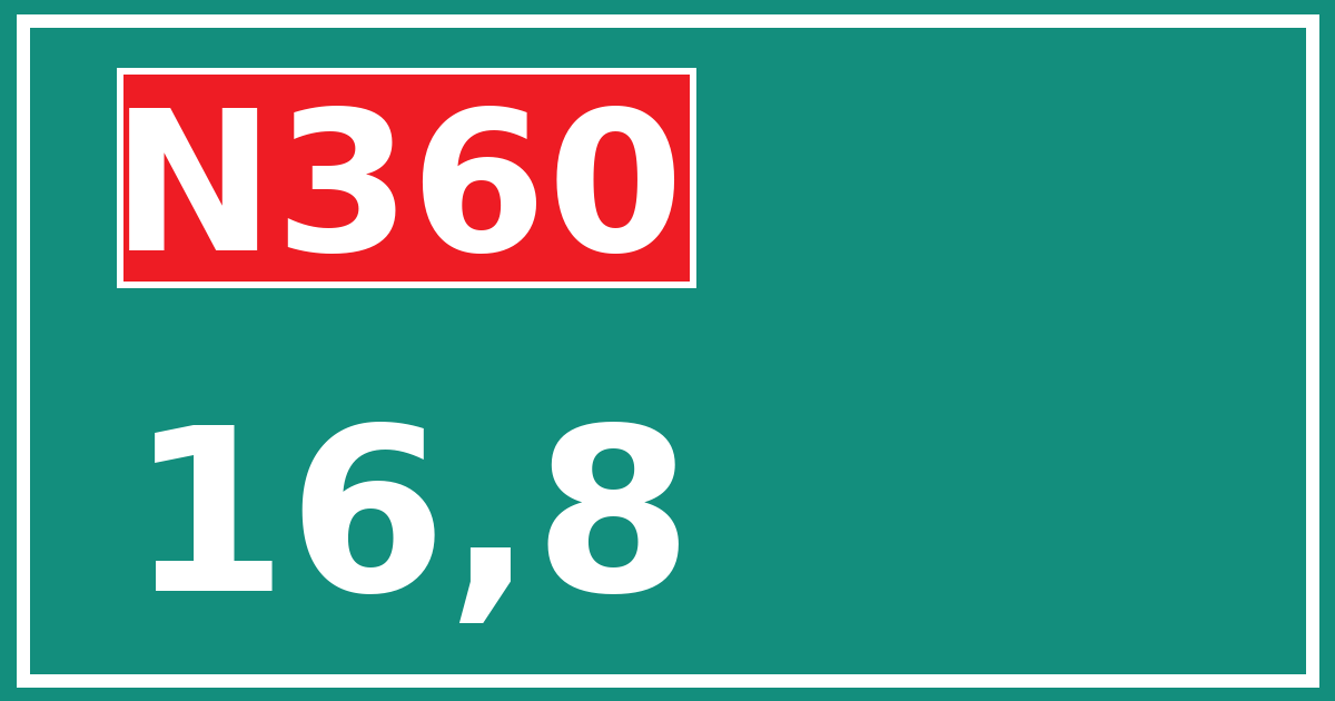Hectometerbord N360 16,8