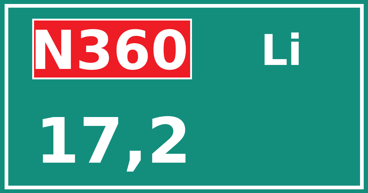 Hectometerbord N360 17,2 zijde Li
