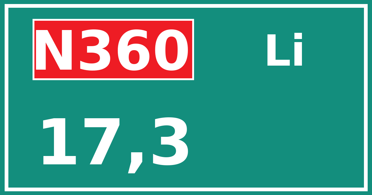 Hectometerbord N360 17,3 zijde Li