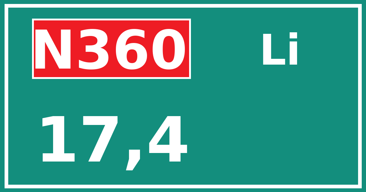 Hectometerbord N360 17,4 zijde Li