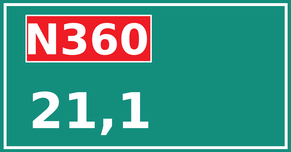 Hectometerbord N360 21,1