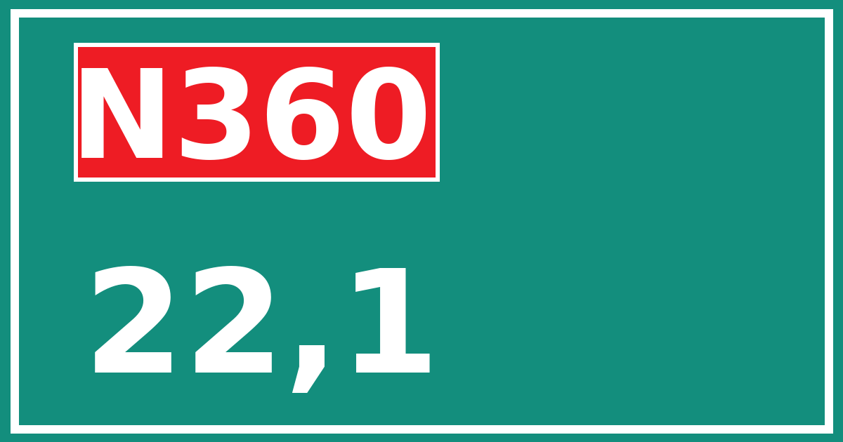 Hectometerbord N360 22,1