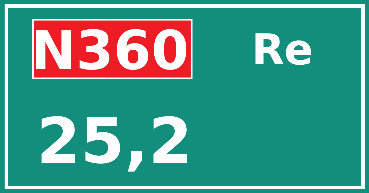 Hectometerbord N360 25,2 zijde Re