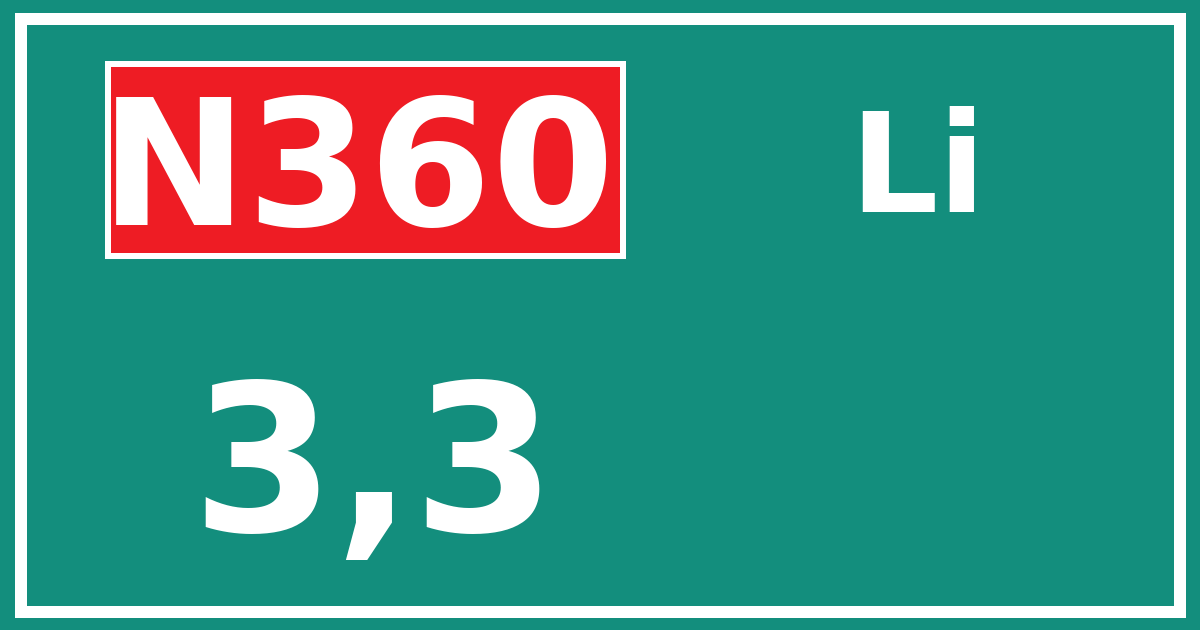 Hectometerbord N360 3,3 zijde Li