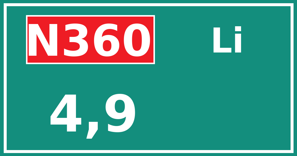 Hectometerbord N360 4,9 zijde Li