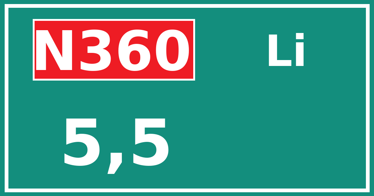 Hectometerbord N360 5,5 zijde Li