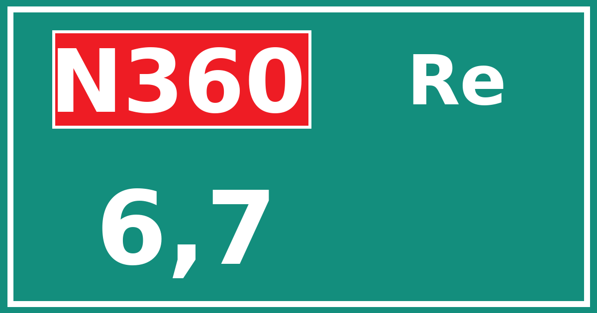 Hectometerbord N360 6,7 zijde Re