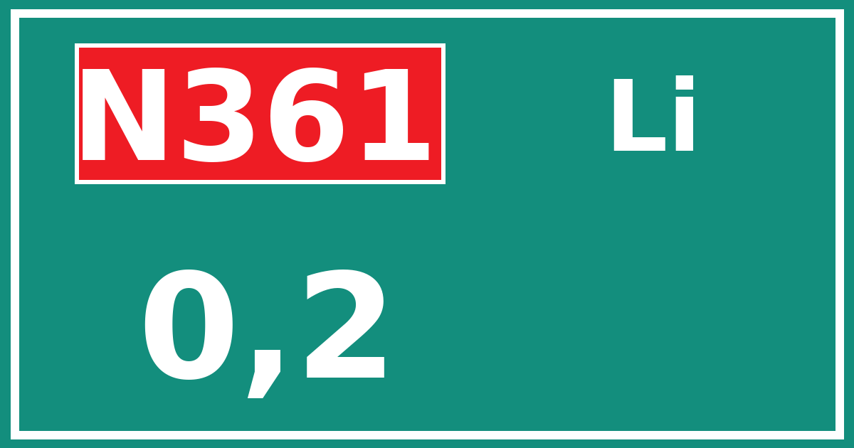 Hectometerbord N361 0,2 zijde Li