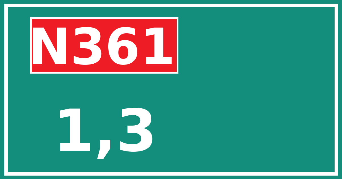 Hectometerbord N361 1,3