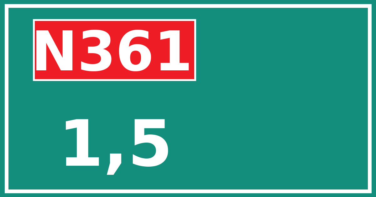 Hectometerbord N361 1,5