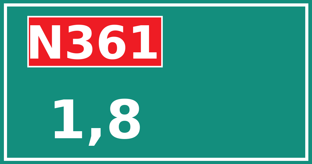 Hectometerbord N361 1,8