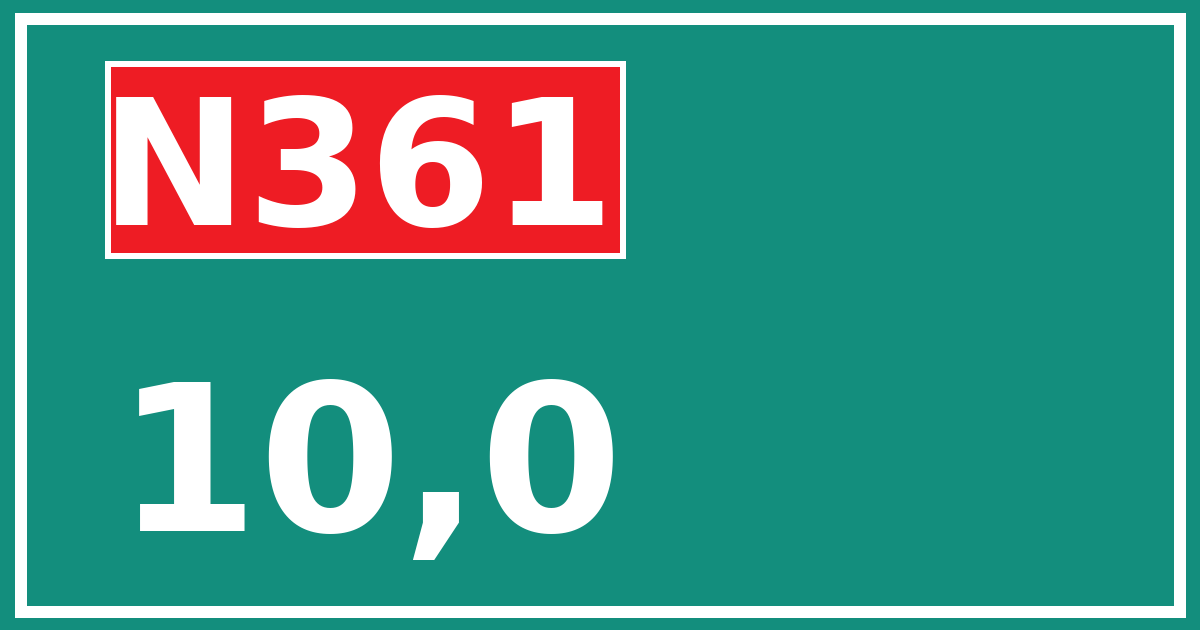 Hectometerbord N361 10,0