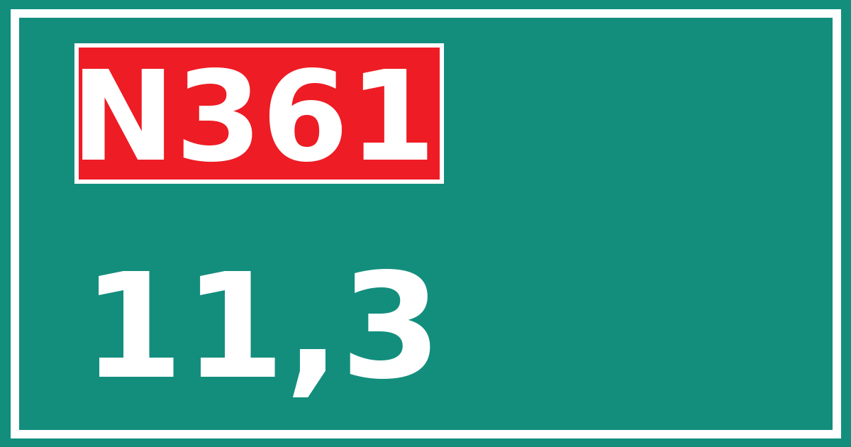 Hectometerbord N361 11,3
