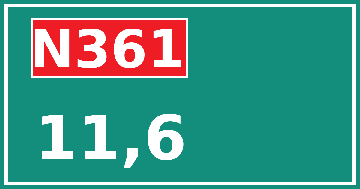 Hectometerbord N361 11,6