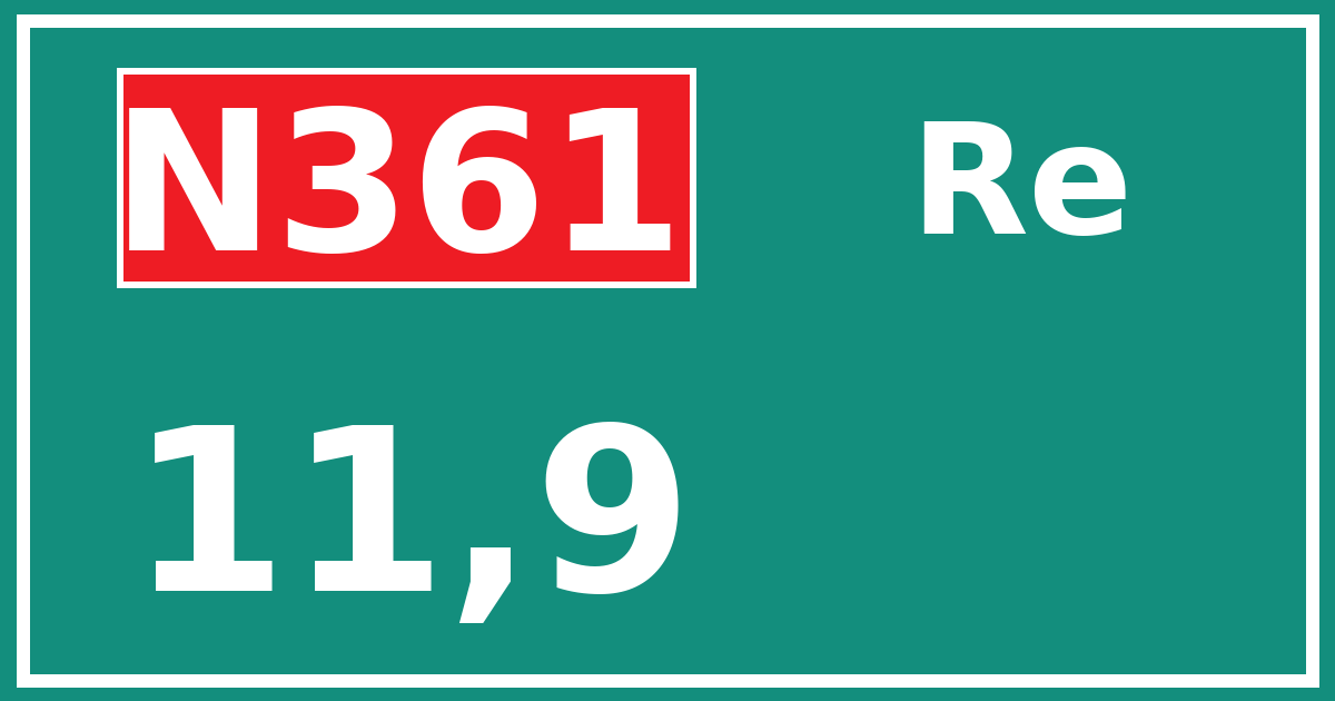 Hectometerbord N361 11,9 zijde Re