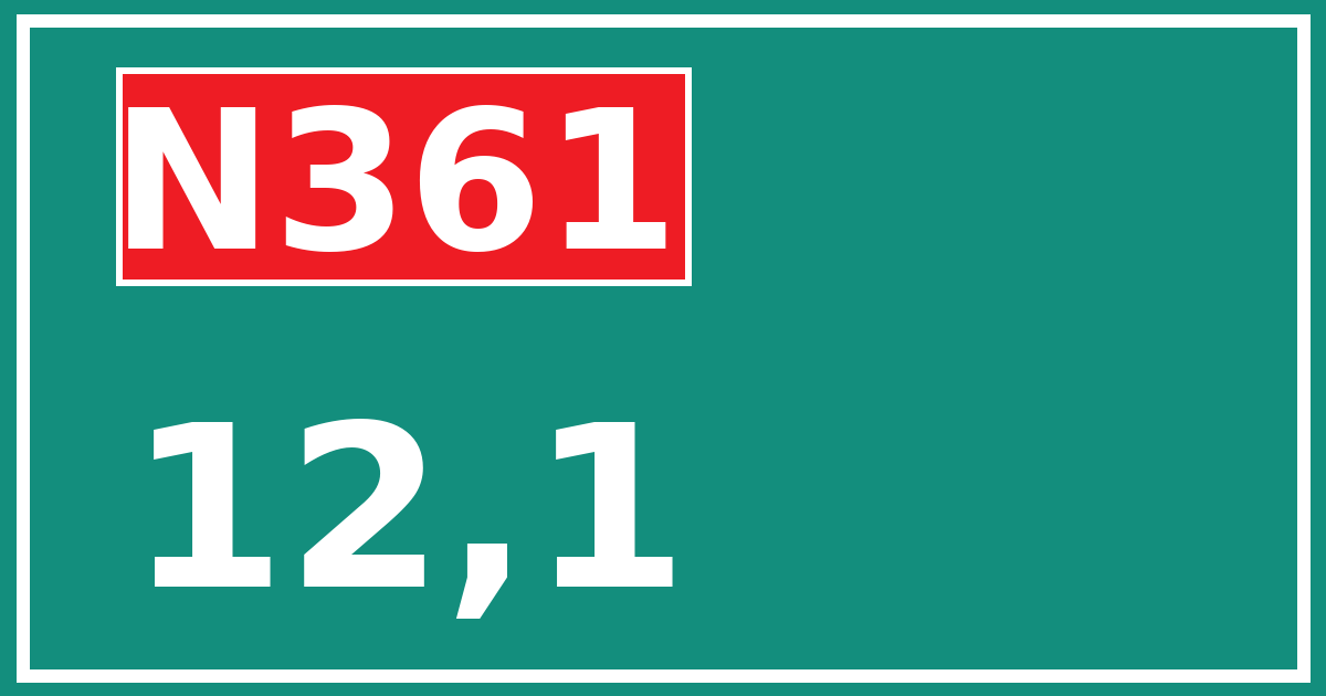 Hectometerbord N361 12,1