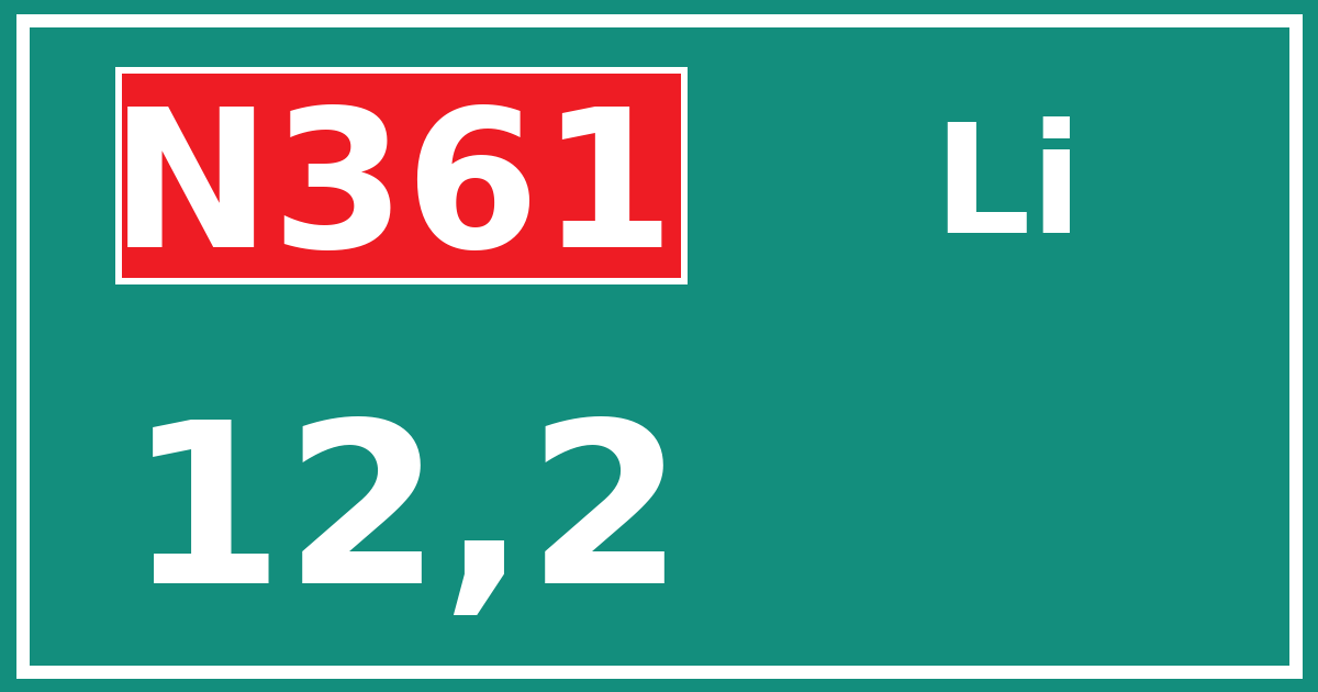 Hectometerbord N361 12,2 zijde Li