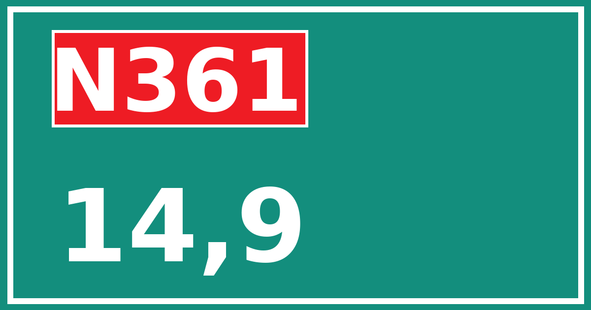 Hectometerbord N361 14,9