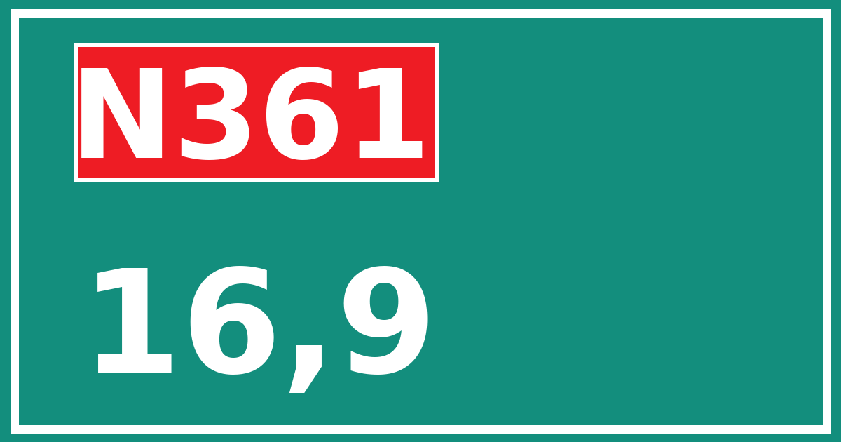 Hectometerbord N361 16,9