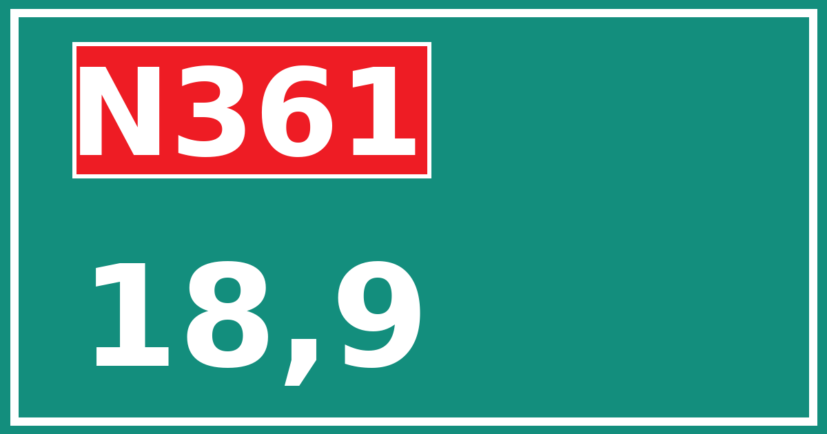 Hectometerbord N361 18,9