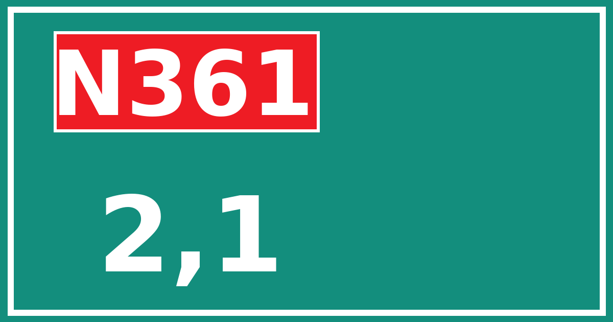 Hectometerbord N361 2,1