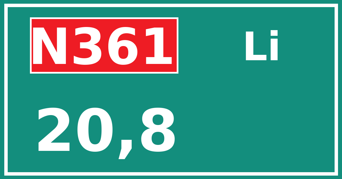 Hectometerbord N361 20,8 zijde Li