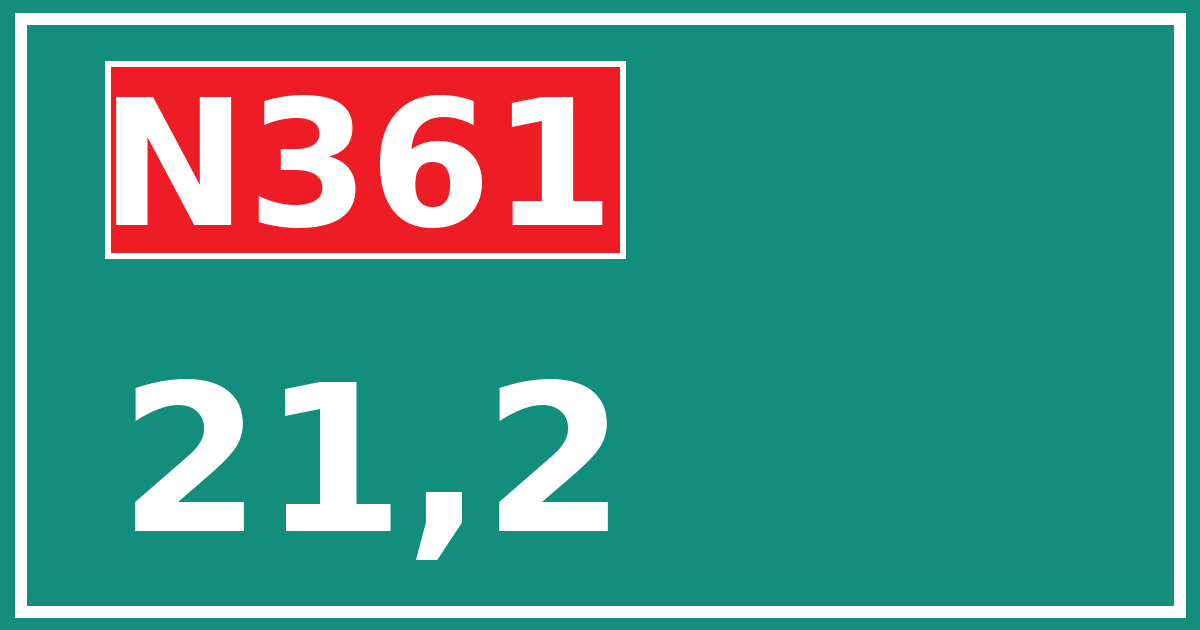 Hectometerbord N361 21,2