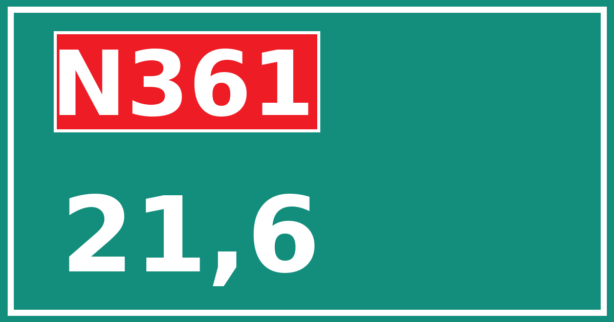 Hectometerbord N361 21,6