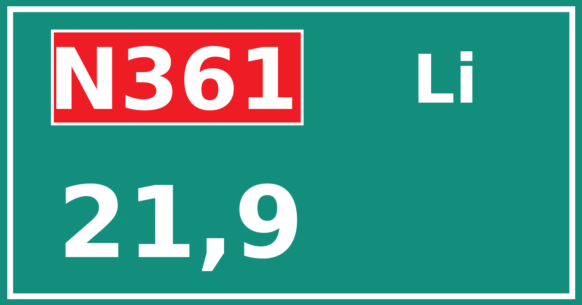 Hectometerbord N361 21,9 zijde Li
