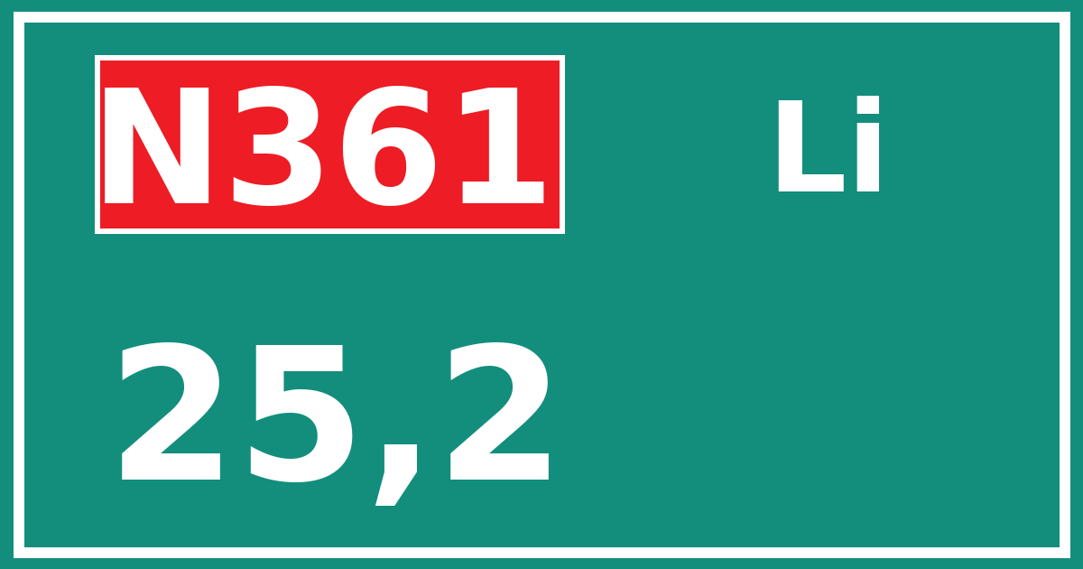 Hectometerbord N361 25,2 zijde Li