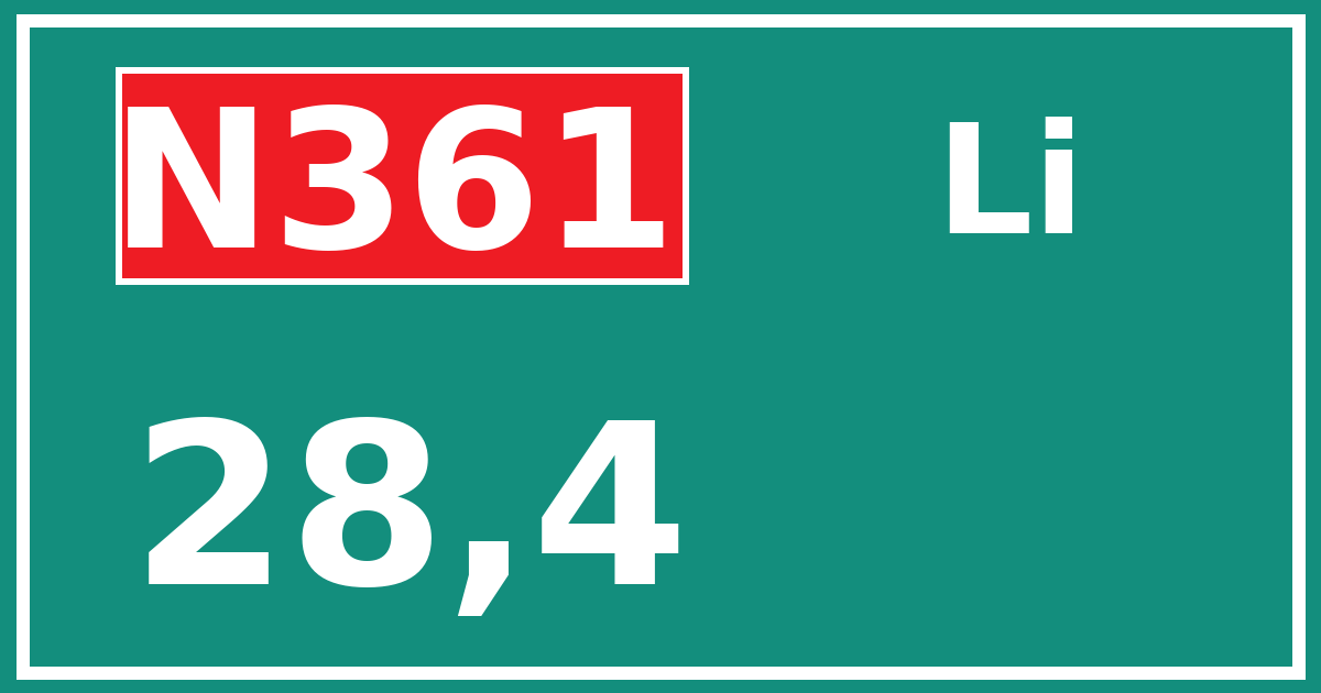 Hectometerbord N361 28,4 zijde Li