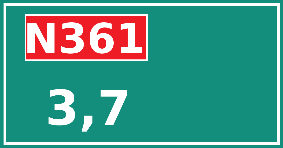 Hectometerbord N361 3,7