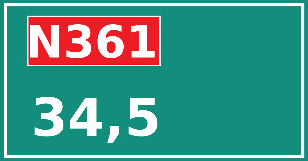Hectometerbord N361 34,5