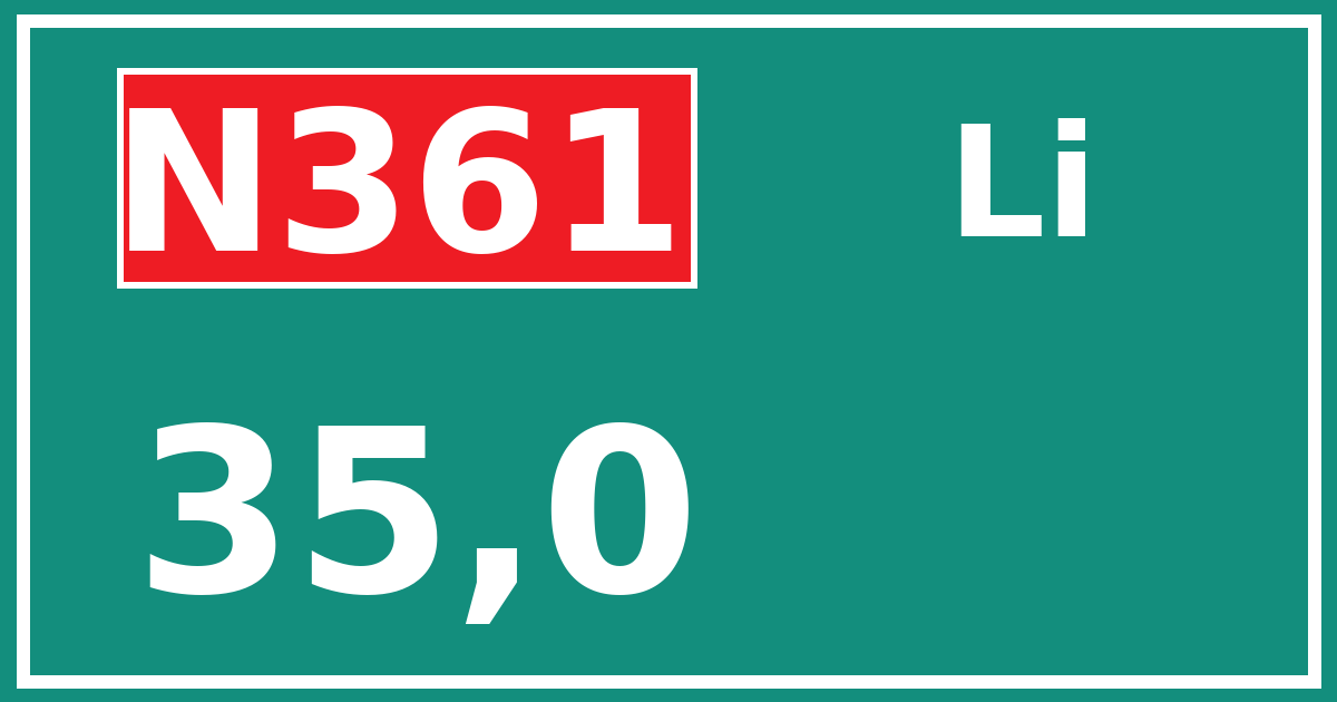 Hectometerbord N361 35,0 zijde Li