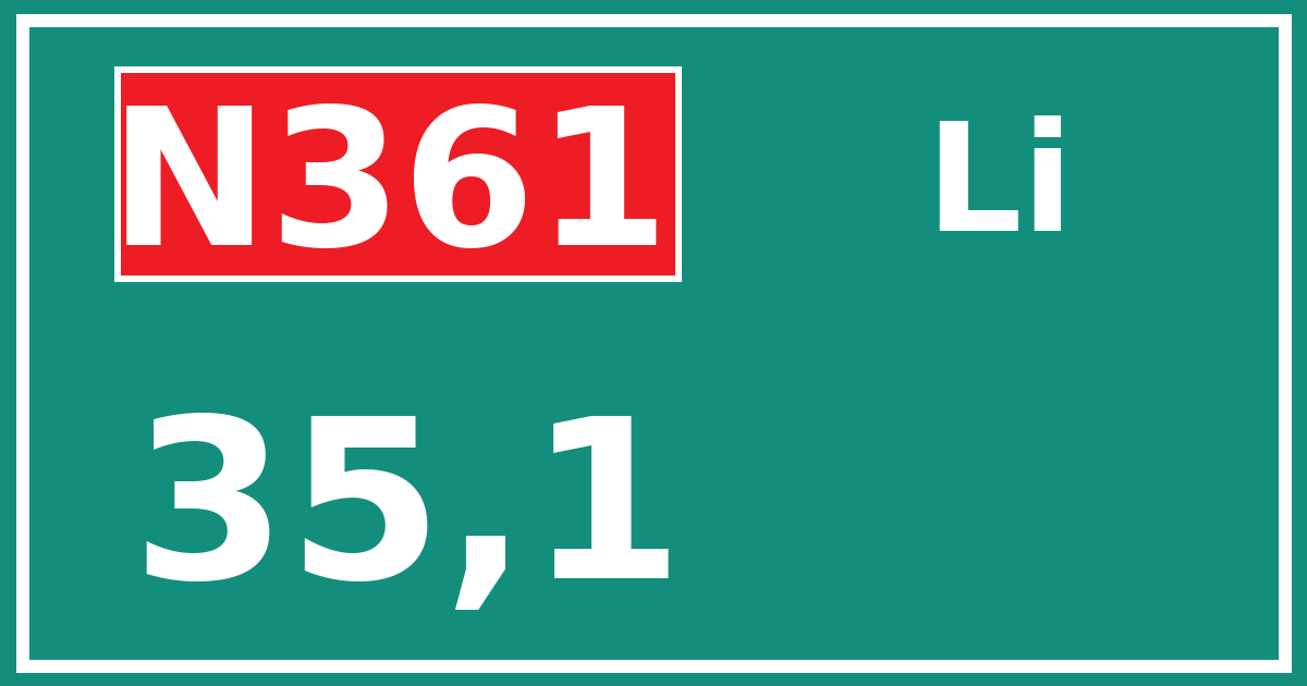 Hectometerbord N361 35,1 zijde Li
