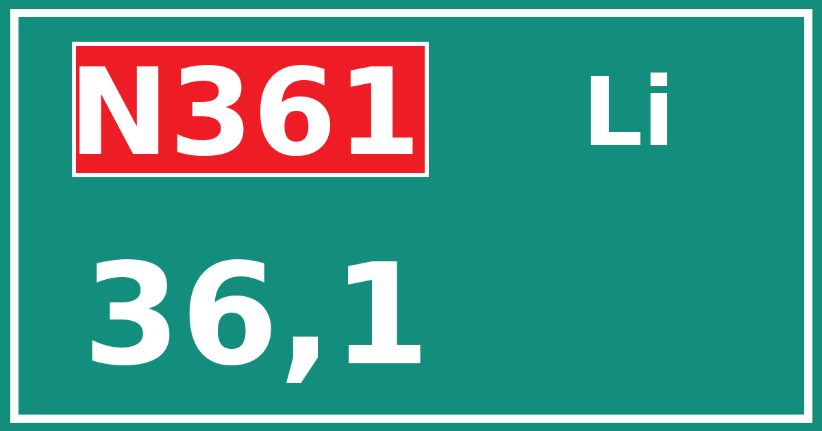 Hectometerbord N361 36,1 zijde Li