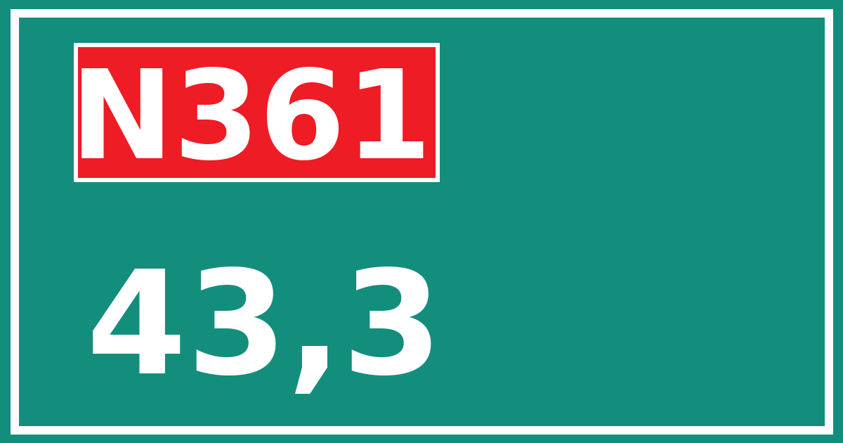 Hectometerbord N361 43,3