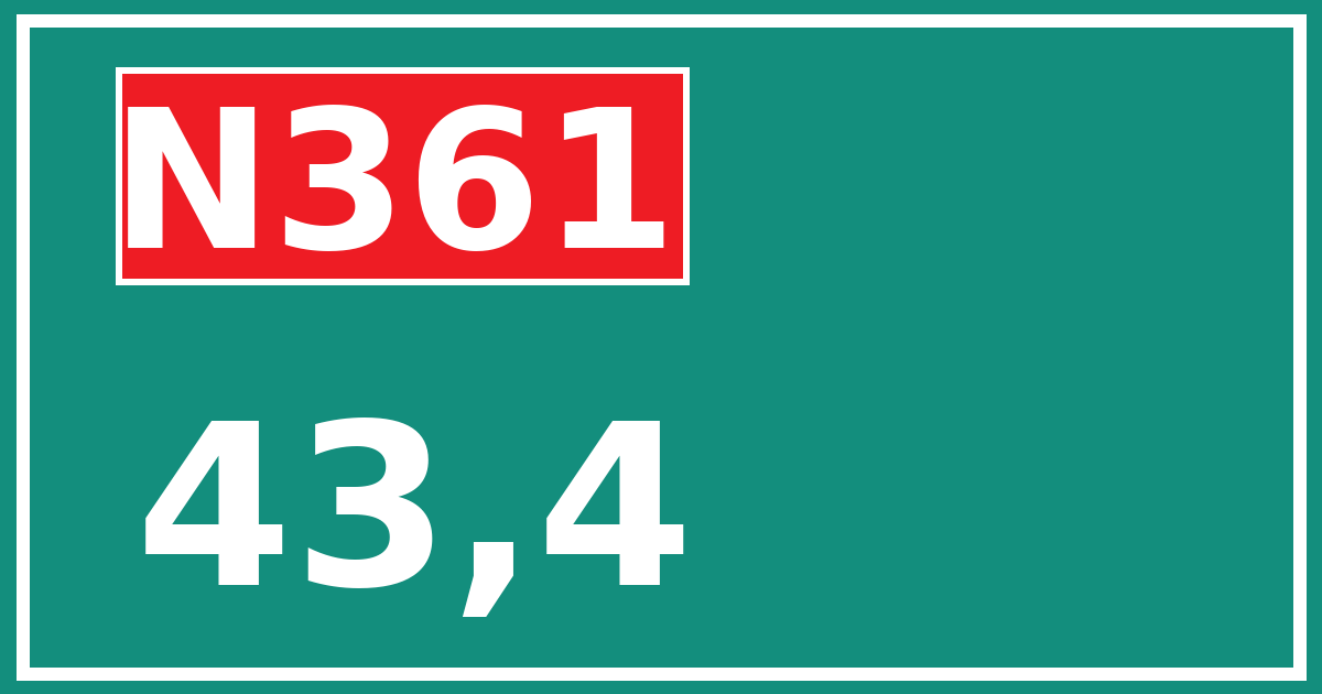 Hectometerbord N361 43,4